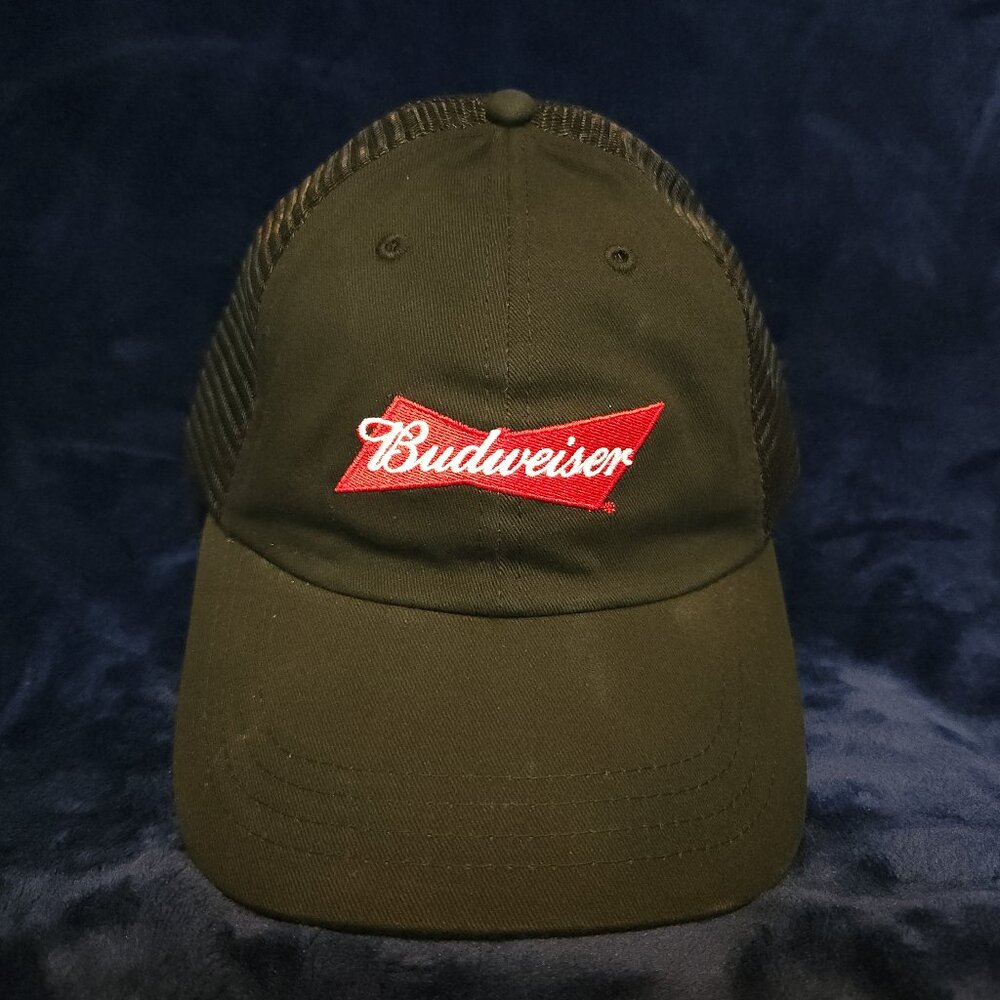 Budweiser Black and Red Snapback Adjustable Mesh Trucker Hat